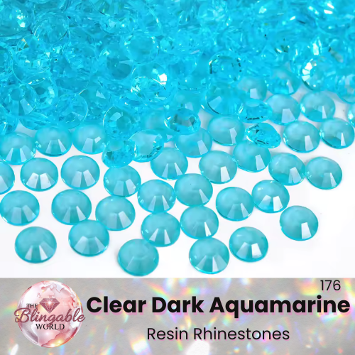 Clear Dark Aquamarine - Resin Flatback Rhinestone