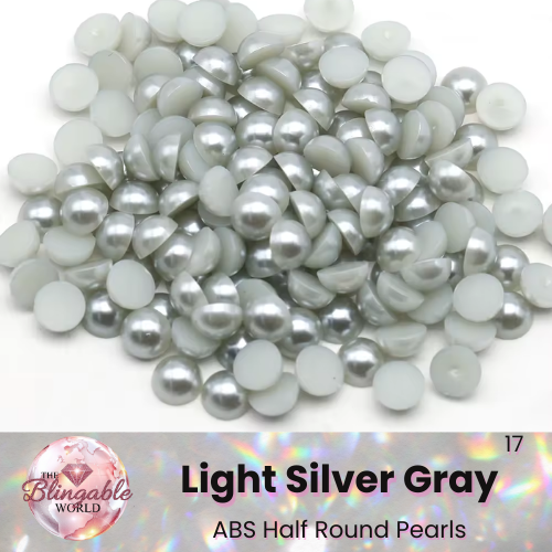 Light Silver Gray - Half Round Pearls