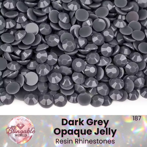 Dark Grey Opaque Jelly - Resin Flatback Rhinestone *Discontinued • Limited Qty*