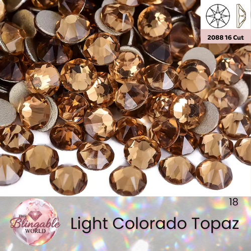 Light Colorado Topaz - 2088 Glass Flatback Rhinestone