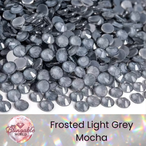 Frosted Light Grey Mocha - Glass Flatback Rhinestone
