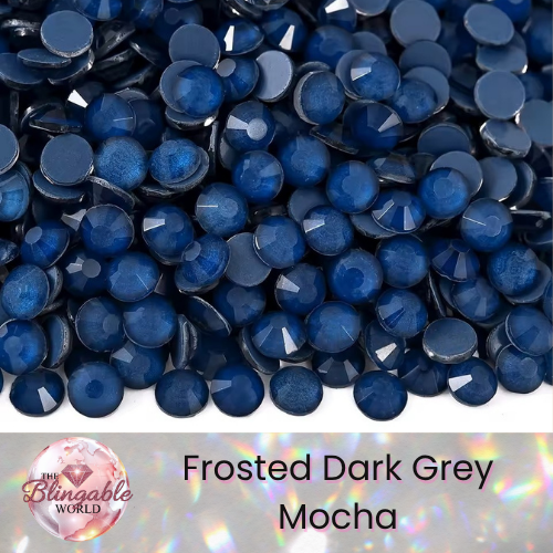 Frosted Dark Grey Mocha - Glass Flatback Rhinestone