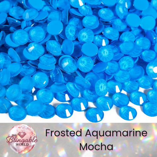 Frosted Aquamarine Mocha - Glass Flatback Rhinestone