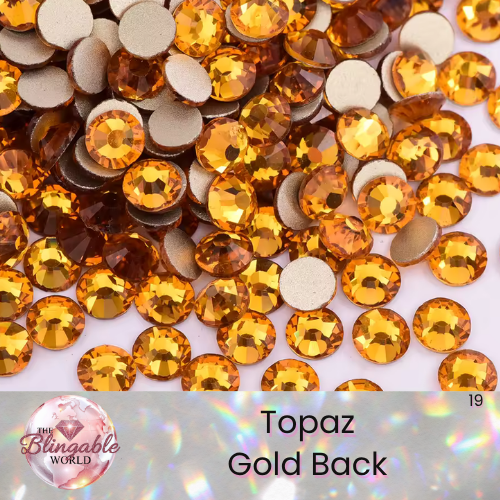 Topaz - Gold Back Glass Flatback Rhinestone