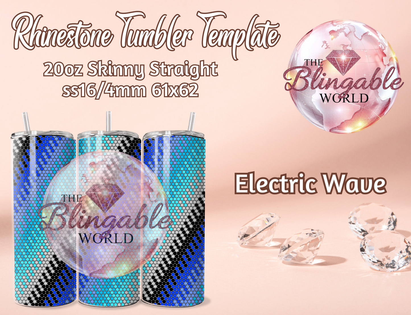 20oz Tumbler Template - Electric Wave *Digital File*
