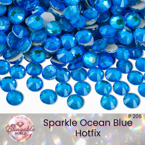 Sparkle Ocean Blue - Hotfix Glass Flatback Rhinestone
