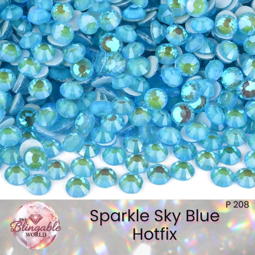 Sparkle Sky Blue - Hotfix Glass Flatback Rhinestone