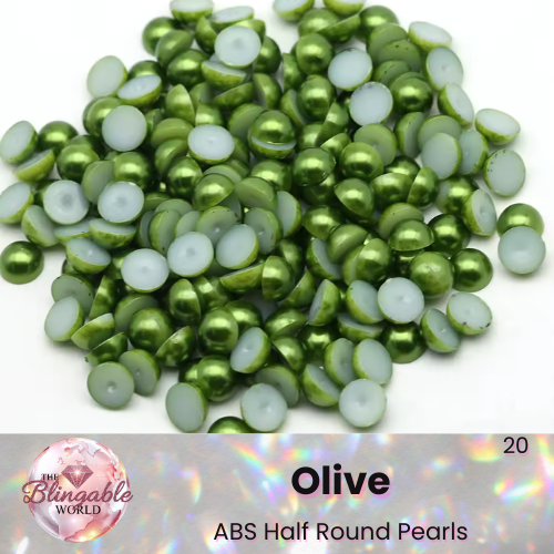 Olive - Half Round Pearls