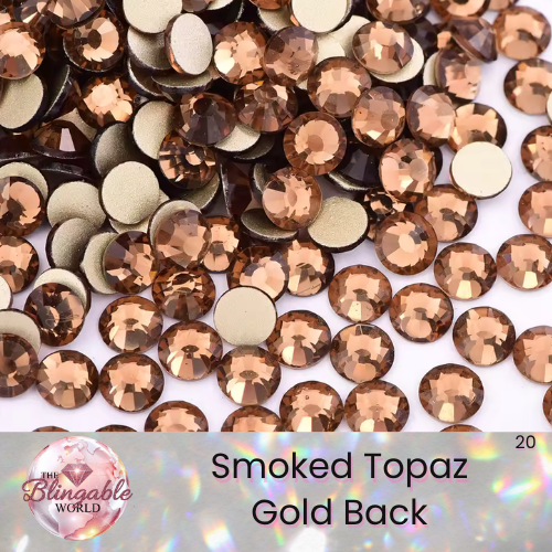 Smoked Topaz - Gold Back Glass Flatback Rhinestone