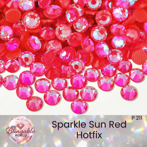 Sparkle Sun Red - Hotfix Glass Flatback Rhinestone