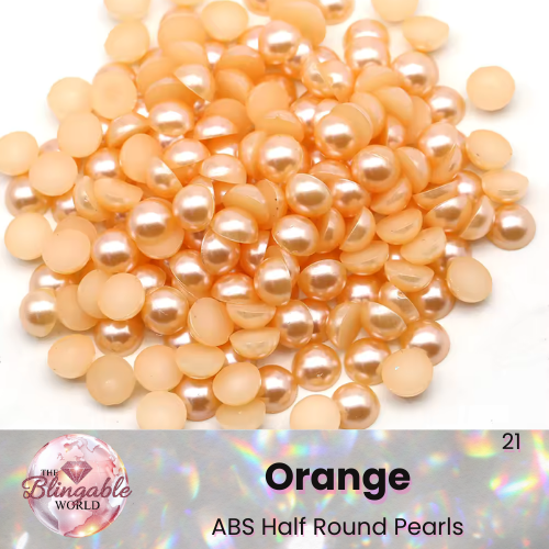 Orange - Half Round Pearls