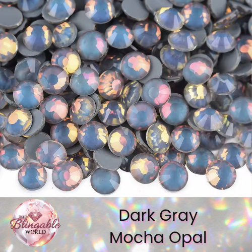 Dark Gray Mocha Opal - Glass Flatback Rhinestone