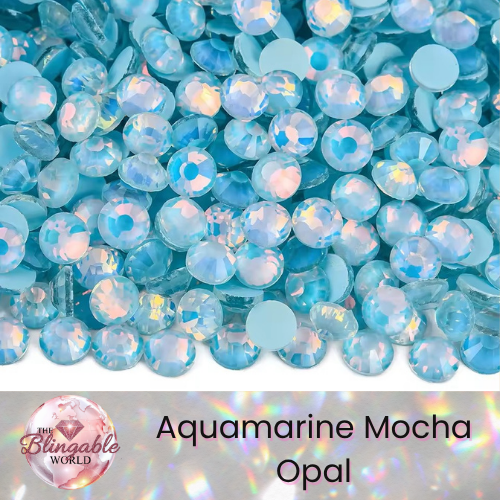 Aquamarine Mocha Opal - Glass Flatback Rhinestone