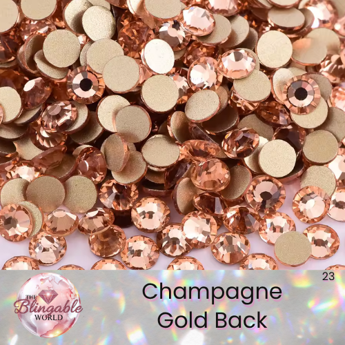 Champagne - Gold Back Glass Flatback Rhinestone