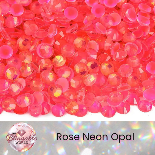 Rose Neon Opal - Glass Flatback Rhinestone