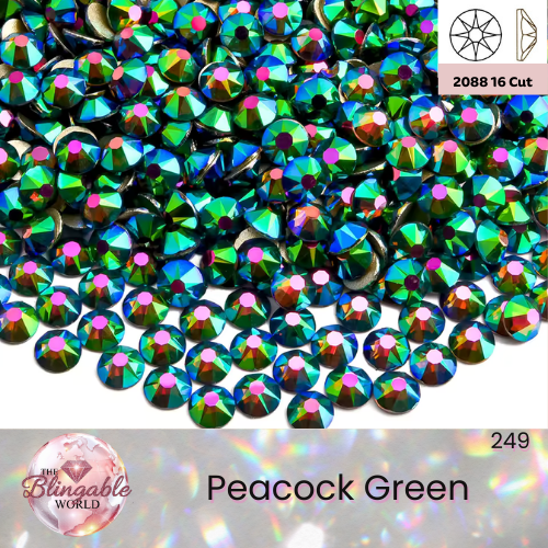 Peacock Green - 2088 Glass Flatback Rhinestone