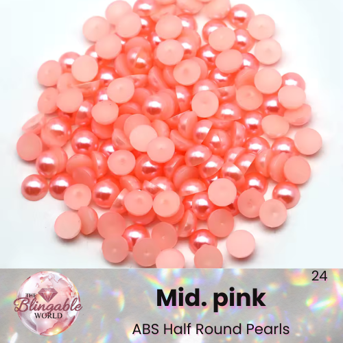 Mid. Pink - Half Round Pearls