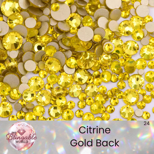 Citrine - Gold Back Glass Flatback Rhinestone
