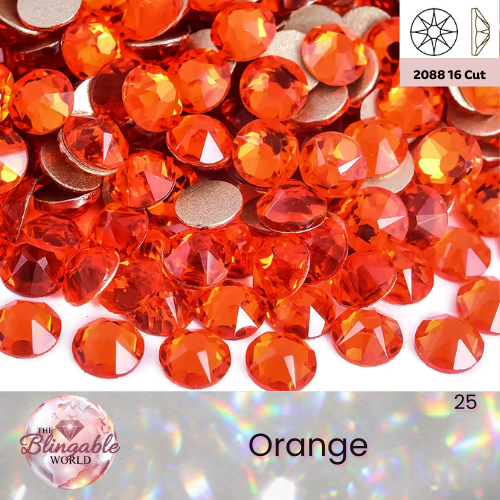 Orange - 2088 Glass Flatback Rhinestone