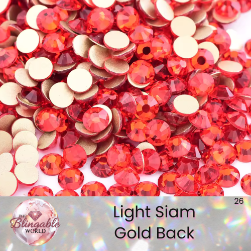 Light Siam - Gold Back Glass Flatback Rhinestone