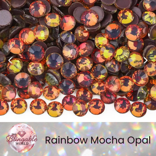 Rainbow Mocha Opal - Glass Flatback Rhinestone