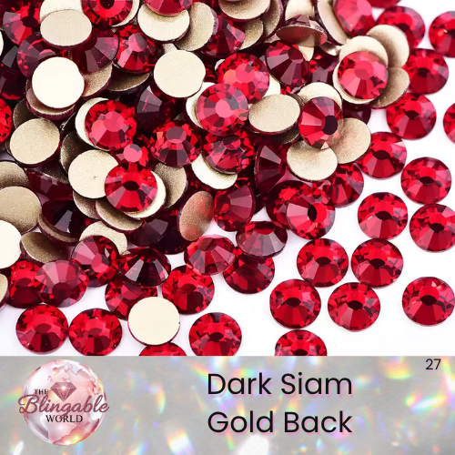 Dark Siam - Gold Back Glass Flatback Rhinestone
