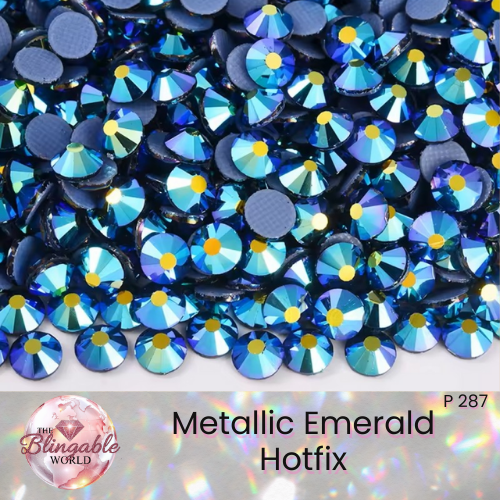 Metallic Emerald - Hotfix Glass Flatback Rhinestone