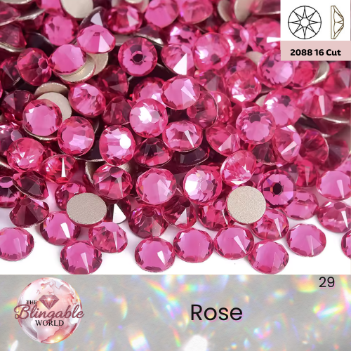 Rose - 2088 Glass Flatback Rhinestone