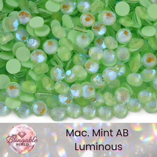 Mac. Mint AB Luminous - Glass Flatback Rhinestone