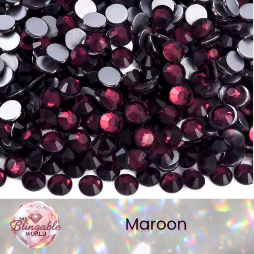 Maroon - Glass Flatback Rhinestone
