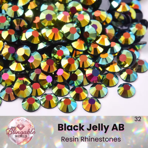 Black Jelly AB - Resin Flatback Rhinestone