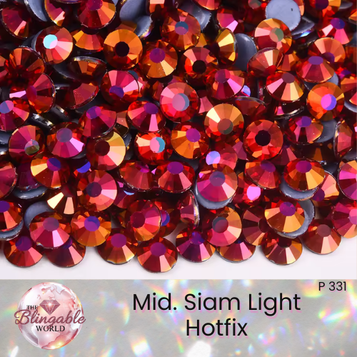 Mid. Siam Light - Hotfix Glass Flatback Rhinestone