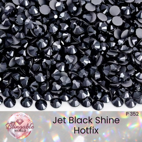 Jet Black Shine - Hotfix Glass Flatback Rhinestone