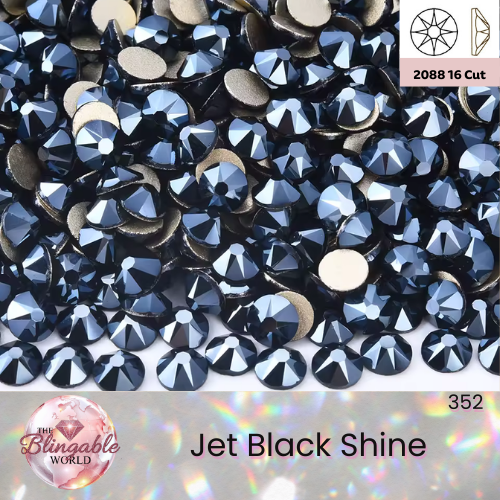 Jet Black Shine - 2088 Glass Flatback Rhinestone