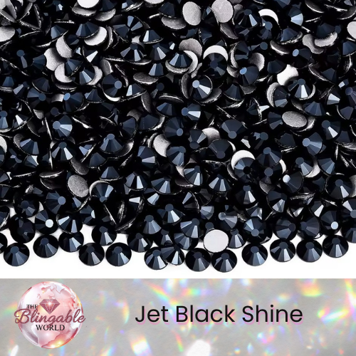 Jet Black Shine - Glass Flatback Rhinestone