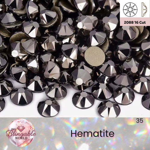 Hematite - 2088 Glass Flatback Rhinestone