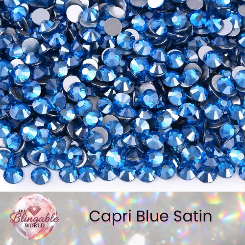Capri Blue Satin - Glass Flatback Rhinestone