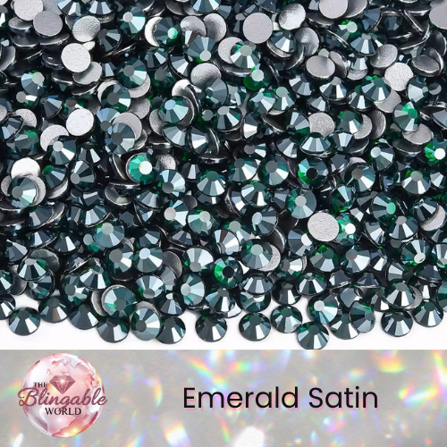 Emerald Satin - Glass Flatback Rhinestone