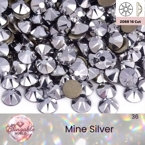 Mine Silver - 2088 Glass Flatback Rhinestone