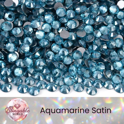 Aquamarine Satin - Glass Flatback Rhinestone