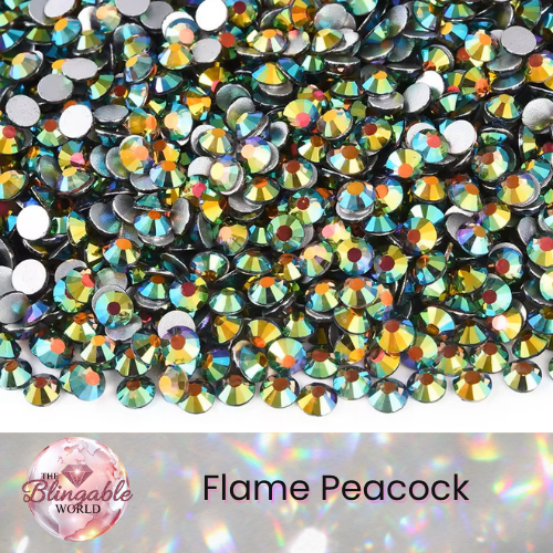 Flame Peacock - Glass Flatback Rhinestone