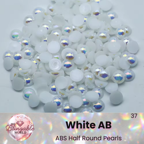 White AB - Half Round Pearls