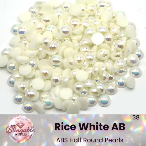 Rice White AB - Half Round Pearls