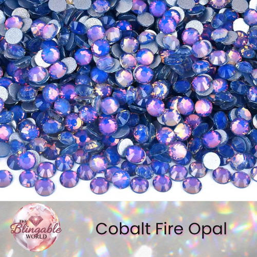 Cobalt Fire Opal - Glass Flatback Rhinestone
