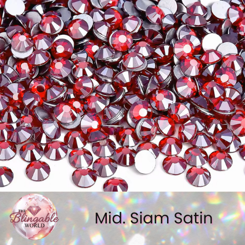 Mid. Siam Satin - Glass Flatback Rhinestone