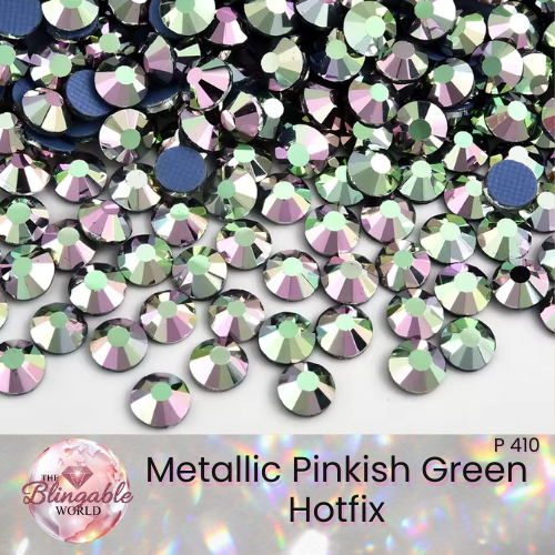 Metallic Pinkish Green - Hotfix Glass Flatback Rhinestone