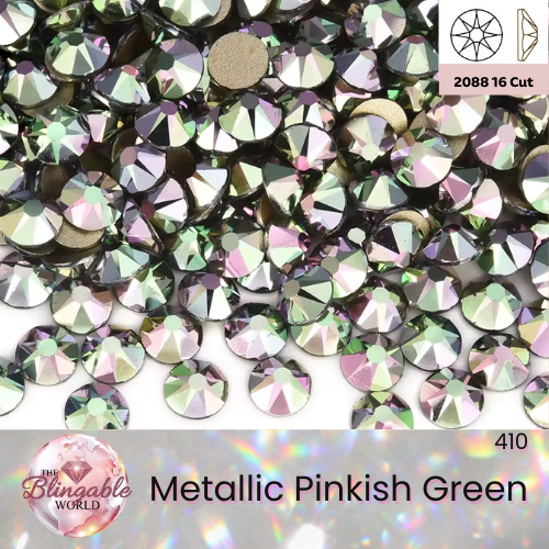 Metallic Pinkish Green - 2088 Glass Flatback Rhinestone