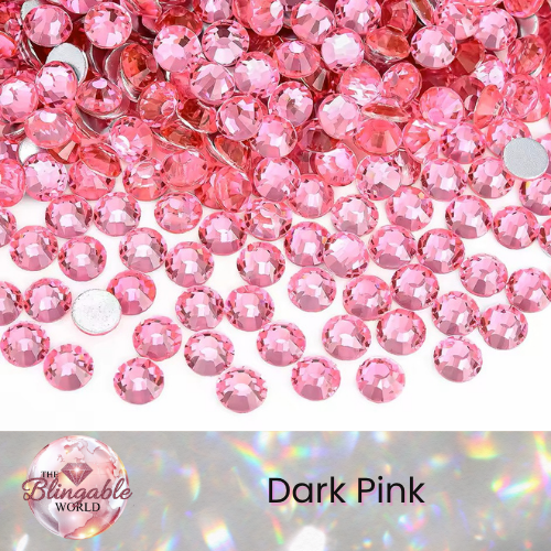Dark Pink - Glass Flatback Rhinestone