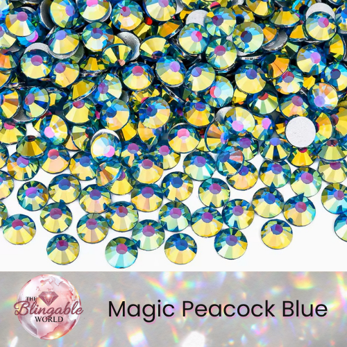 Magic Peacock Blue - Glass Flatback Rhinestone