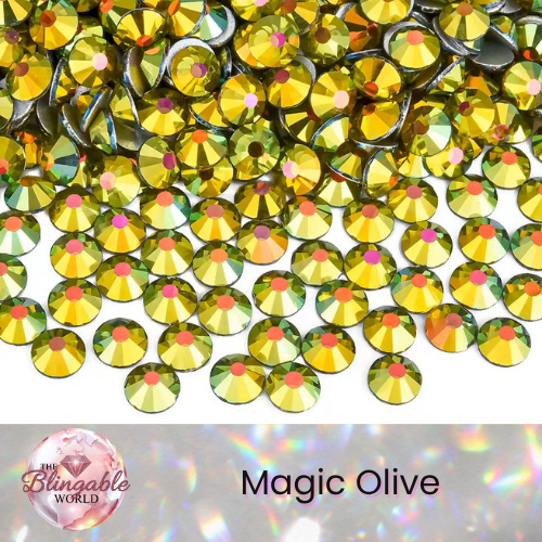Magic Olive - Glass Flatback Rhinestone